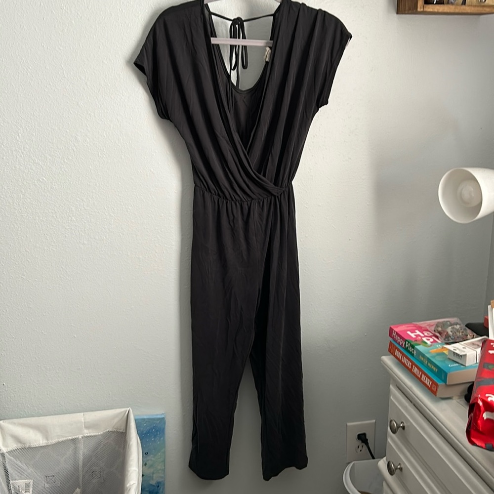 Charcoal grey short sleeved jumpsuit